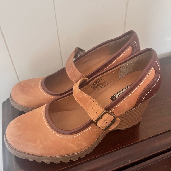 VTG Skechers Wedge Chunky Y2K Academia Mary Jane’s Platforms 8 tan and brown - Picture 7 of 7